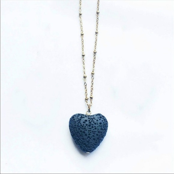 💙BlueLavaStoneHeartNecklaceAromaOilDiffuser - Picture 2 of 2